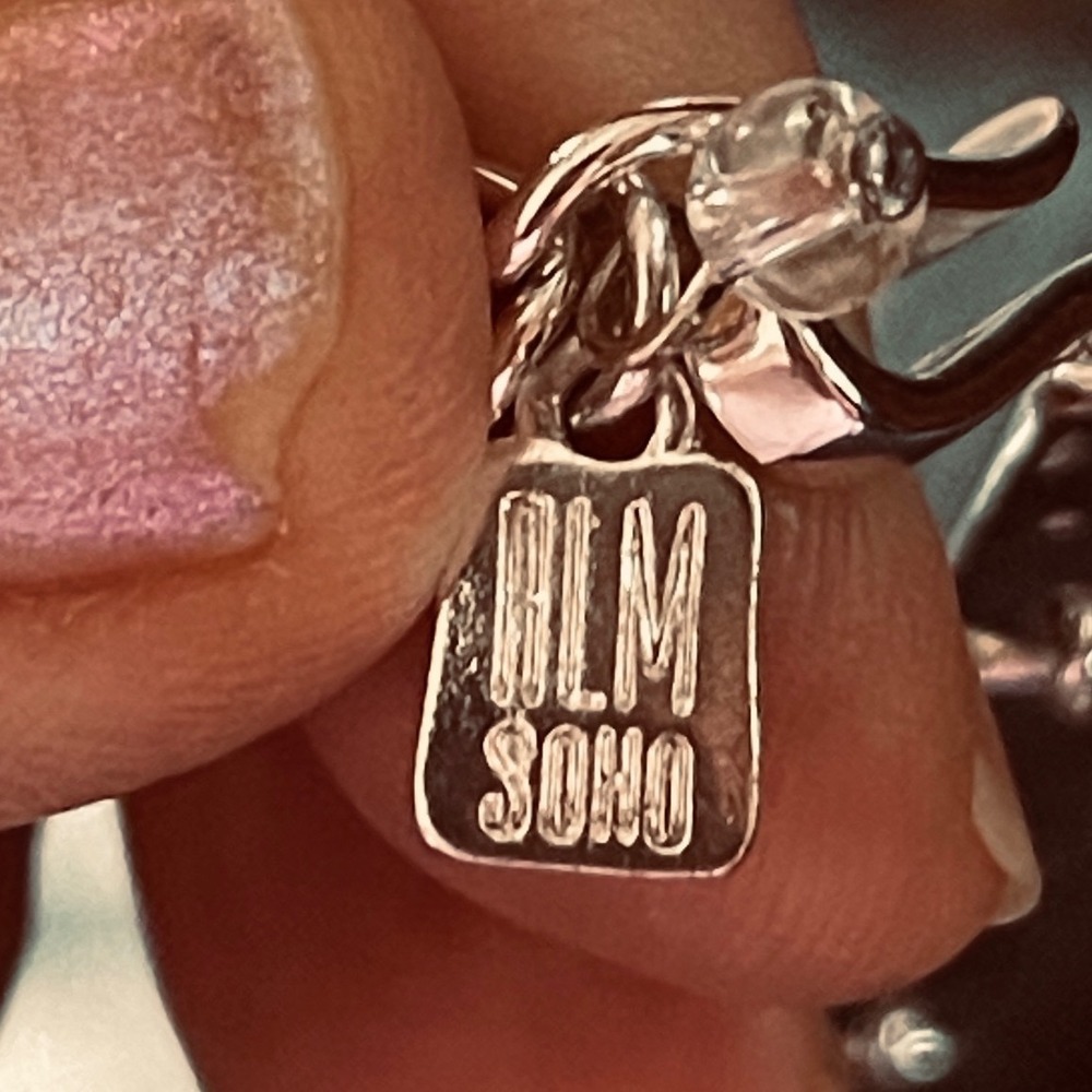 BLM SOHO Silver Hammered Geometric Y-Necklace Tiered Drop Statement Jewelry - Picture 8 of 8